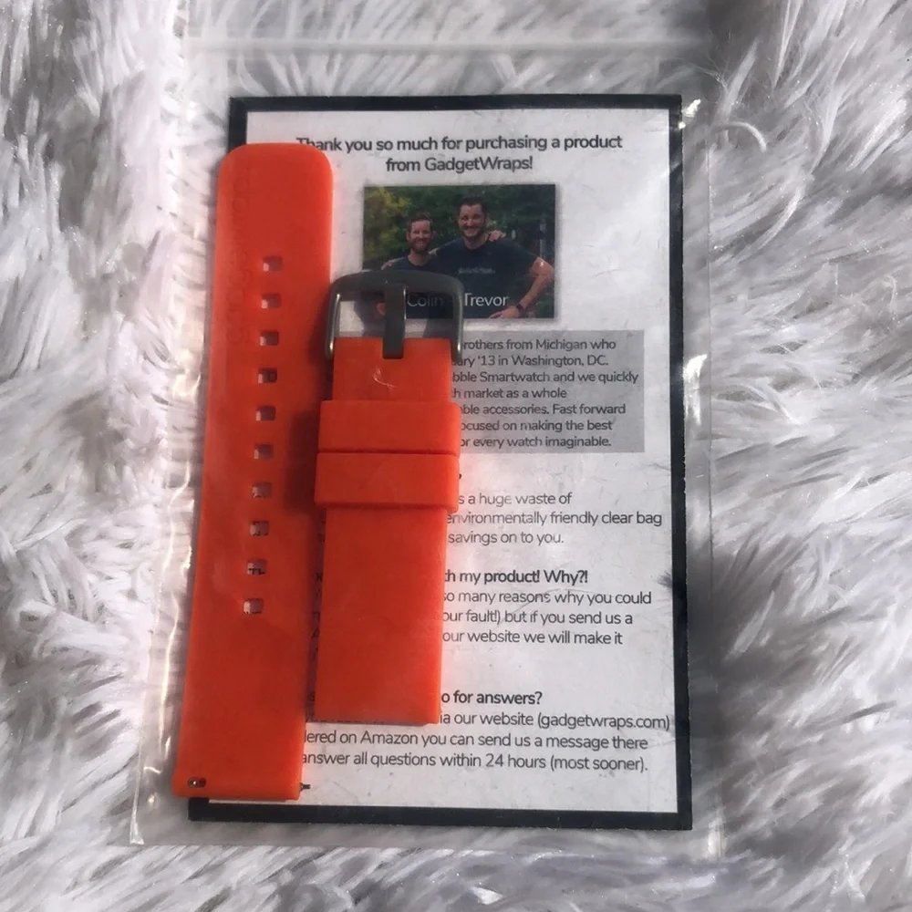 🩶5/$30 GadgetWraps 22mm Orange Silicone Watch Band with Quick Release Pins NEW